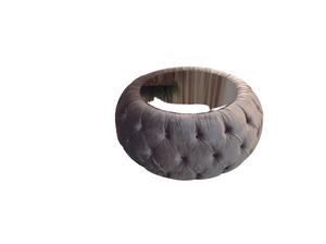Large Italian  Velvet Button Upholstered Pouffe - Osaka