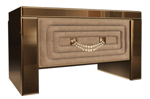 High End Italian Mirrored Suede Bedside Table Collier