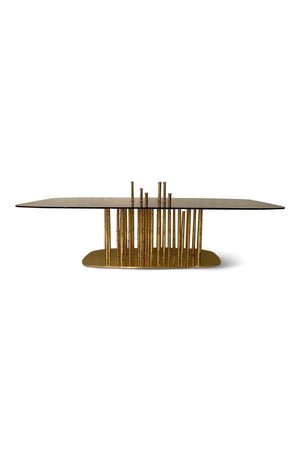 Luxury  Gold Plated Bamboo Glass Coffee Table - Lotus