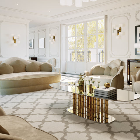 Gold bamboo sale glass coffee table