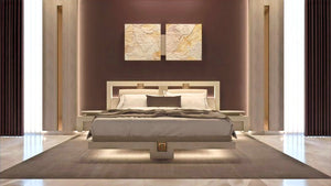 Luxury Designer Upholstered Bed With 2 Bedside tables Integrated - Muse