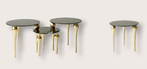 Luxury Glossy Gold Side Table Set - Lotus