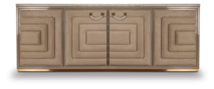 Luxury Quilted Suede Fabric Sideboard with marble top - Collier
