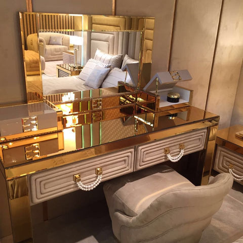 gold mirrored dressing table Claremont Panelled Dressing Table Mirror | Designed by Sophie Paterson