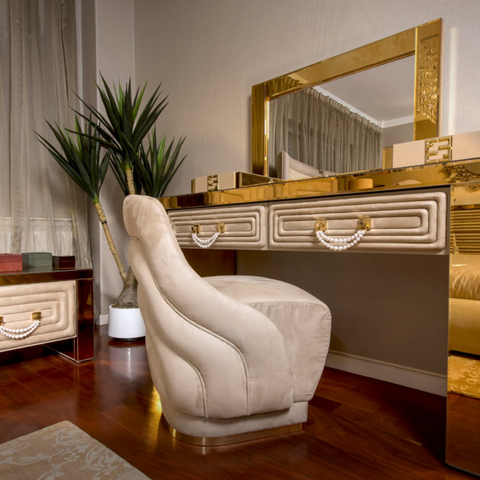 gold mirrored dressing table Dressing Table & Mirror, Elegance Collection Milano Italian & European Furniture