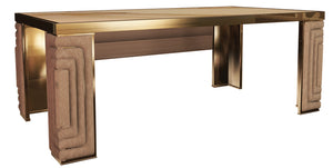Luxury Suede Fabric Rectangular Marble Top Dining Table - Collier