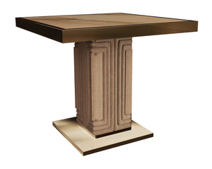 Italian Designer Quilted Suede Fabric Marble Top Side Table - Collier