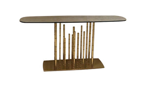 Luxury Glossy Gold Console Table - Lotus II