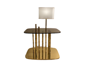 Luxury Bamboo Side Table with Lamp - Lotus