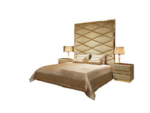 High End Modern Taupe Soft Velvet Bed - Gattopardo