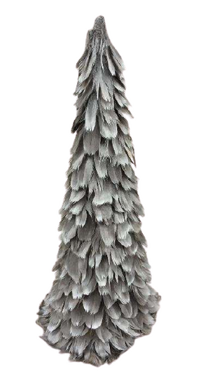 Christmas Tree Ornament with feathers in Grey
