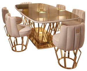 High End Brass Oval with Bronze Crystal Dining Table - Signature